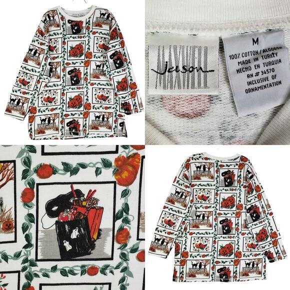 Vintage 90s Jason Maxwell Womens Sweatshirt Top Size Medium Halloween Patchwork - Picture 1 of 10